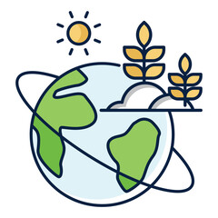 Sustainable Agriculture Icon Design. Represents Sustainability, Eco-Friendly Solutions, Conservation Efforts, Environmental Awareness. Vector icon with editable Stroke.