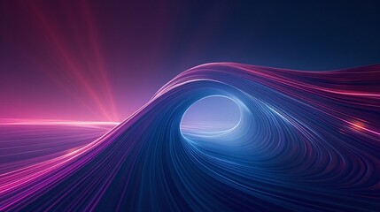 A vibrant wave of light in shades of blue and pink, creating a stunning visual effect against a dark backdrop.
