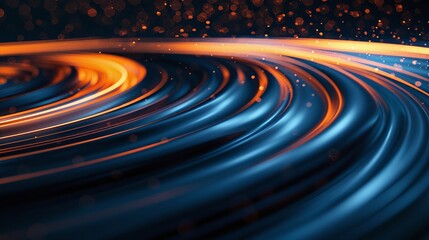 Fototapeta premium Abstract swirling pattern with vibrant hues of blue and orange creating a dynamic and energetic visual experience. Product presentation background.