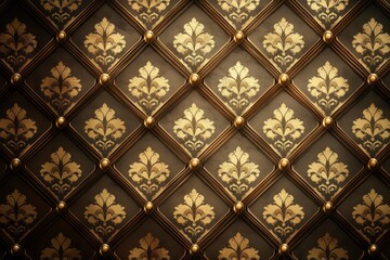 Gold Leaf Patterned Panel with Studs