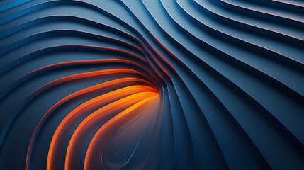 Obraz premium Abstract wave pattern featuring deep blue and vibrant orange tones, creating a dynamic visual experience.