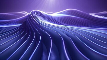 Abstract wave patterns illuminated by soft light create a mesmerizing visual experience in vibrant purple hues.