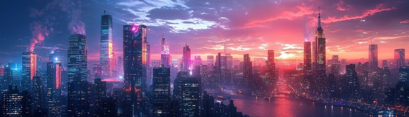 Fototapeta premium AI-powered city, futuristic urban design, digital society, holographic technology
