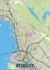  Berkeley, California, USA artistic map poster