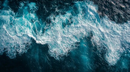 Powerful Ocean Waves Crashing on Rocks, Dramatic Sea View Generative AI