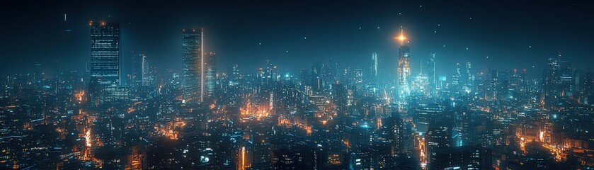 Fototapeta premium AI-powered future, advanced urban design, digital city, holographic interfaces