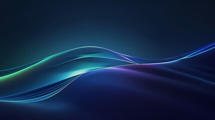 Naklejka premium Abstract waves of light in vibrant colors create a soothing and dynamic visual effect against a deep blue background. Product presentation background.