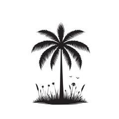 Palm tree vector design. Palm tree silhouette. Palm tree logo, icon, sign. Tropical Palm tree illutration.