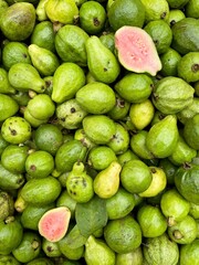 pile of organic guava in a  fruit market.this photo was taken from Chittagong,Bangladesh.