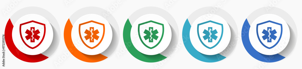 Aufkleber emergency vector icon set, flat icons for logo design, webdesign and mobile applications, colorful r