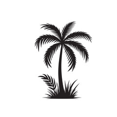 Fototapeta premium Palm tree vector logo, icon. Palm tree silhouette. Palm tree vector design black and white.