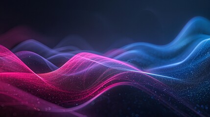 Fototapeta premium Beautiful abstract waves in pink and blue hues, creating a mesmerizing digital background full of depth and motion.