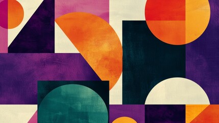 Fototapeta premium Vibrant geometric shapes in modern art style, colorful and dynamic composition for trendy decoration in various media