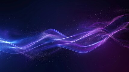 Obraz premium Dynamic abstract light waves in vibrant blue and purple tones on a dark background, creating a mesmerizing visual effect.