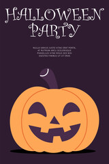 Halloween party flyer, scary pumpkin, vector spooky holiday.  vector illustration