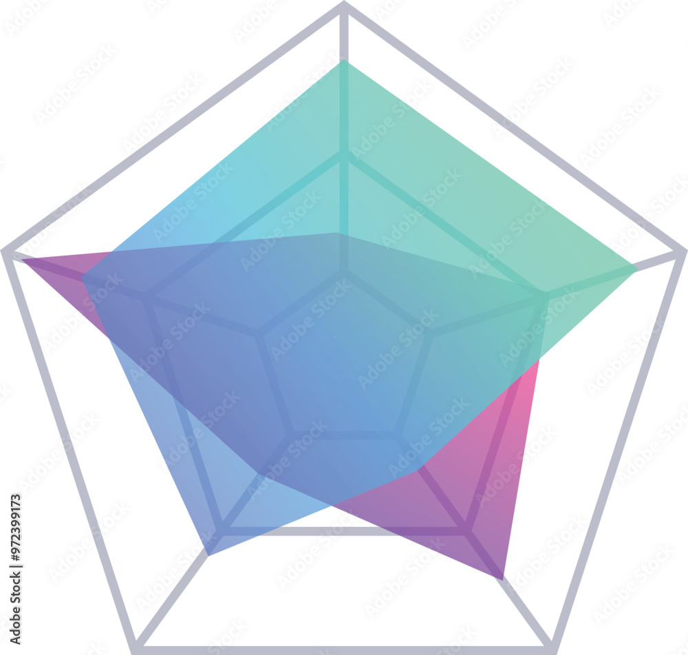 Poster colorful radar chart is representing data visualization with a modern abstract design