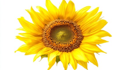 Bright Yellow Sunflower Flower Closeup Isolated on White