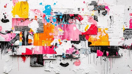 Fototapeta premium A modern collage mixing elements of street art, photography, and abstract textures, creating a unique urban aesthetic,