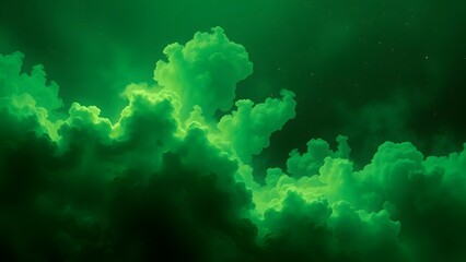 Mystical Green Clouds Against a Starry Night Sky