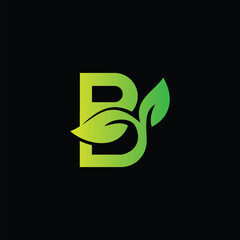 Letter B with leaf logo design template. Suitable for business, web, nature and design