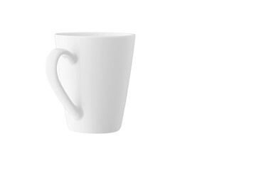 White cup for tea or coffee on isolated white background close up