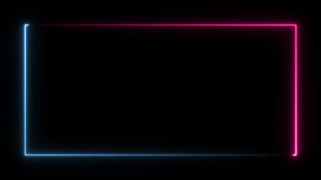 Neon Border Frame Background In Green And Blue color. 4K motion animation.