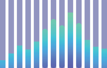 Modern bar chart representing increasing market growth with a gradient from blue to green
