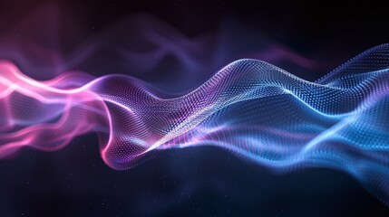 Fototapeta premium Vibrant abstract wave design with flowing light in pink and blue tones, perfect for modern backgrounds or digital projects.