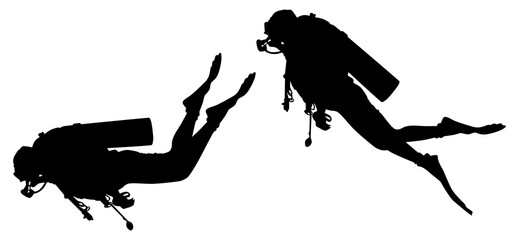 Silhouette of the Diving, Flat style, can use for Logo Gram, Sticker, Pictogram, Website, Apps, Diving Illustration or Graphic Design Element. Format PNG