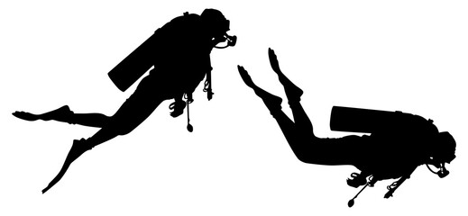 Silhouette of the Diving, Flat style, can use for Logo Gram, Sticker, Pictogram, Website, Apps, Diving Illustration or Graphic Design Element. Format PNG