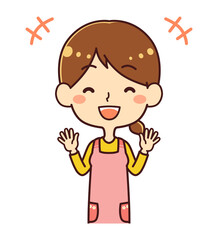 保育士 　両手を広げて笑う　イラスト素材