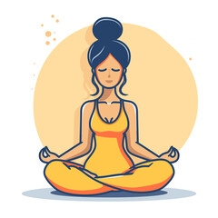 A woman is sitting in a lotus position. Concept of peace and tranquility, as the woman is in a meditative state