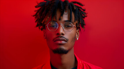 Fototapeta premium Young Afro Guy Pointing Copy Space With Thumb