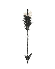 Medieval Arrow in Black Watercolor: Transparent PNG Clipart