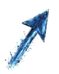 Dynamic Arrow Made of Blue Metal Particles: Transparent PNG Clipart