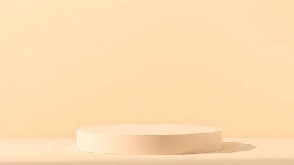 Minimalist Beige Abstract Background with Round Pedestal