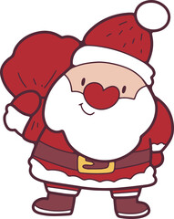 Christmas, Cute Santa, Hand Drawn, Illustration, Greeting Card