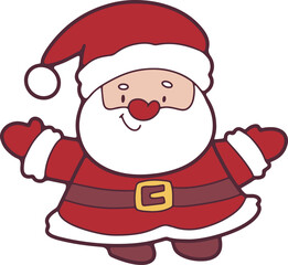 Christmas, Cute Santa, Hand Drawn, Illustration, Greeting Card