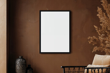 Minimalist mockup of a painting in elegant living space. Generative AI