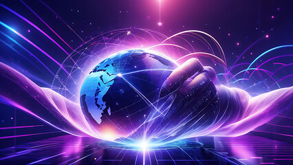 Obraz premium blue planet earth for communication network