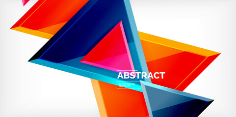 Abstract background - colorful triangles with 3d effect. Vector Illustration For Wallpaper, Banner, Background, Card, Book Illustration, landing page