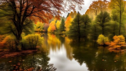 Obraz premium pond with autumn