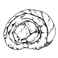 Traditional Japanese food, sushi rolls with raw fish salmon unagi tuna shrimp sesame, california philadelphia alaska, hand drawn in vector pen and ink. Elements for restaurant, cafe menu, recipe book