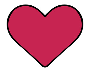 Heart. Crimson love symbol. Color vector illustration. Hand drawn romantic sign. Isolated white background. Idea for web design, invitation.