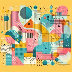 Obraz premium Bright Colorful Background with Geometric Elements