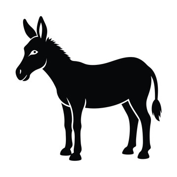 recommend clip art: Donkey with grass silhouette on white background. Donkey icon sign illustration design.