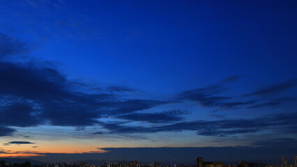 Night view of the city with a beautiful dawn sky