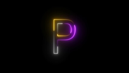 Neon Glowing Letter Illustration Background.