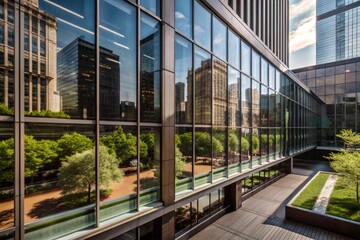 Obraz premium A modern apartment building with unique architecture and lush greenery on balconies.