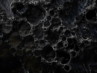 Black texture background with copy space. Neural network AI generated art